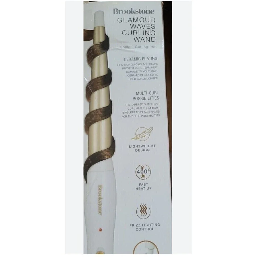 Brookstone glamour waves conical curling wand Iron 1”
